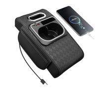Generico Car Armrest Storage Box, Auto LED Organizer, Multi-Function Cup & Tissue Holder, 14.37x7.68x3.15 inches for Front Seat Organization, Road Trip, Daily Commuting Travel