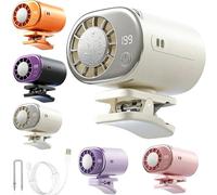 Genérico Car Clip On Air Conditioner Fan with Led Display,199-Speed and 360° Rotation Rechargeable Mini Portable Car Air Conditioner,for Office Home Desk Cars Visor Stroller and Neck (white)