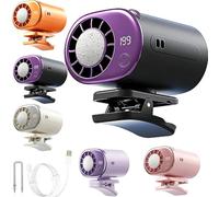 Genérico Car Clip On Air Conditioner Fan with Led Display,199-Speed and 360° Rotation Rechargeable Mini Portable Car Air Conditioner,for Office Home Desk Cars Visor Stroller and Neck (gray)