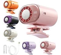 Genérico Car Clip On Air Conditioner Fan with Led Display,199-Speed and 360° Rotation Rechargeable Mini Portable Car Air Conditioner,for Office Home Desk Cars Visor Stroller and Neck (pink)