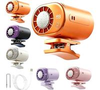 Genérico Car Clip On Air Conditioner Fan with Led Display,199-Speed and 360° Rotation Rechargeable Mini Portable Car Air Conditioner,for Office Home Desk Cars Visor Stroller and Neck (orange)