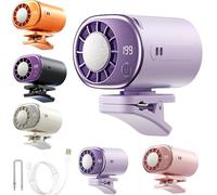 Genérico Car Clip On Air Conditioner Fan with Led Display,199-Speed and 360° Rotation Rechargeable Mini Portable Car Air Conditioner,for Office Home Desk Cars Visor Stroller and Neck (purple)