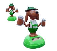 Genérico Car Dashboard Decorations, Solar Dog, Dancing Cartoon Puppy Figure, Double-Sided Sticker Swinging Head Motion Toy, Beer-Holding Design Ornament for Truck Desk Interior Display Abs