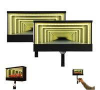 Genérico Car Garage Key Holder,Mirror LED Lamp Keychain with Tunnel Effect Light,Wall Mount Organizer Race Car Keys Display with Opening Door for Entrances,Corridors,Front Doors (2)