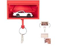 Genérico Car Garage Key Holder With Opening Door, Funnny Key Rack Wall Mount, Wooden Space-savin,Car Garage Shape Hat Hanger With Opening Door