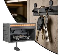 Genérico Car Garage Key Holder With Opening Door, Funnny Key Rack Wall Mount, Wooden Space-savin,Car Garage Shape Hat Hanger With Opening Door