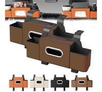 Genérico Car Organizers and Storage Box, Car Organizers and Storage Box Behind Seat, Multifunctional Cars Organizer Back Seat for Hold Phone, Tissue, Drinks, Handbag, Universal Fit (Brown,2PCS)