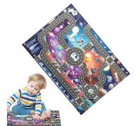 Genérico Car Rugs Kid, City Road Play Mat 83x57cm/32.68x22.44 Inches Traffic Map Carpet Rug Toy Cars, Soft Kids Plays Mats with Streets and Buildings for Indoor Floor Playroom Game Nylon