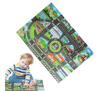 Genérico Car Rugs Kid, City Road Play Mat 83x57cm/32.68x22.44 Inches Traffic Map Carpet Rug Toy Cars, Soft Kids Plays Mats with Streets and Buildings for Indoor Floor Playroom Game Nylon