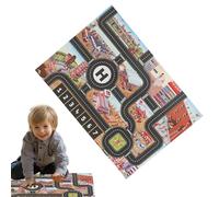 Genérico Car Rugs Kid, City Road Play Mat 83x57cm/32.68x22.44 Inches Traffic Map Carpet Rug Toy Cars, Soft Kids Plays Mats with Streets and Buildings for Indoor Floor Playroom Game Nylon