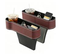 Genérico Car Seat Gap Filler Organizer - [Set of 2] Premium Leather Center Console Storage Box | Universal Car Seat Gap Storage Box with Cup Holder | Slim Console Pocket