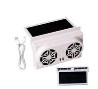 Genérico Car Solar Fan, Electric Ventilator, 6.3x3.94x1.38 Inches Compact Cooling Exhaust Fan, Usb Rechargeable Blower for Outdoor Travel Rv Driving Accessory, Camping, Black, White