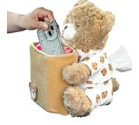 Genérico Car Trash Bin - 2 in 1 Cute, Plush Bear Multifunctional Waterproof Auto Organizer, Truck Trash Can for Home Desk Table Bedside Dresser Camping Bedroom Travel Party Vehicle Snacks