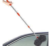 Genérico Car Wash Brush Mop Rotating Cleaning Tool [80-135cm Telescopic Handle 22x28cm Head] Chenille Soft Bristles Aluminum Alloy PP Adjustable Long Handle Car Washing Wiping Vehicle Care