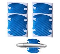 Genérico Carbon Fiber Door Stickers - 4-Piece Protective Cover Film, Waterproof Car Handle Guard | Scratch Prevention, Auto Exterior Accessory, Easy Installation Film for SUV Vehicle Door Protection