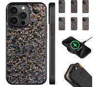 Genérico Carbon Fiber Phone Case, Forged Carbon Fiber Magnetic Phone Case for iPhone 16 15 14 13 12 Pro MAX E, Anti-Fall Protective Shockproof (Blue,15 Pro MAX)