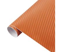 Genérico Carbon Fiber Wrap - 127x30cm 3D Detailing Tape Decal | PVC Waterproof Scratch-Resistant Exterior Sheet, Car Truck SUV Protective Film in Black Orange Red