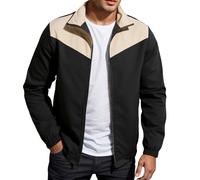 Genérico Cardigan de Manga Larga para El Tiempo Libre Chaqueta de Hombre Bicolor con Diseño de Panel Contrastante Ropa Casual Chaqueta Ligera para Hombres Abrigo Bomber