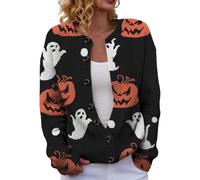 Generico Cárdigan de mujer Halloween Jersey de punto largo ligero cómodo