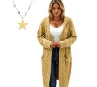 Genérico Cardigan Sweaters for Women Long Sleeve Open Front with Pockets, Lightweight Womens Cable Knit Cardigan Sweater Outerwear (Yellow,L)
