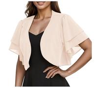 Genérico Cárdigan Tipo Bolero para Mujer, Cárdigan De Gasa De Verano, Malla Fina, Chal Transparente, Mangas 3/4, Chaqueta Frontal Abierta, Chaqueta Corta De Verano, Elegante Protección Solar, Pa