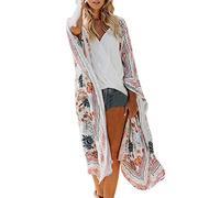 Genérico CáRdigan Tipo Kimono Largo Y Fluido De Verano para Mujer Estilo Bohemio De Gasa con Estampado Floral para Playa Camisolas y Pareos Moda