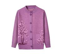 Genérico Cárdigans De Punto para Mujeres Mayores, Suéter De Señoras De Mediana Edad, Jacquard Floral, Ropa De Abuela, Top Informal Suave Y Cálido para Señoras Mayores, para Otoño E Invierno,