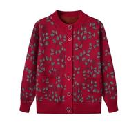 Genérico Cárdigans para Mujeres Mayores, Cárdigans para Damas De Mediana Edad, Cárdigans Florales con Forro Polar De Jacquard, Ropa De Abuela, Suave, Cálida, Informal, para Otoño E Invierno, R