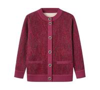 Genérico Cárdigans para Mujeres Mayores, Suéter De Mediana Edad, Suéteres De Punto con Forro Polar, Rayas Jacquard, Ropa De Abuela, Suave, Cálido, Blusa Casual para Señora Mayor para Otoño E