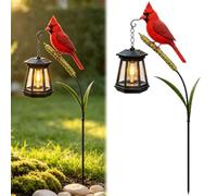 Genérico Cardinal/Hummingbird/Kingfisher Outdoor Stake Solar Light, Red Bird Lantern Decor Garden Stake with Hanging Warm Glow Lamp, Pathway Stake Statue for Yard Art Lawn Patio Porch