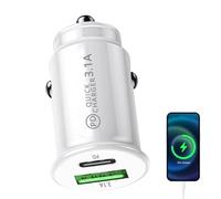 Generico Cargador de coche rápido con 2 puertos y USB-A, acero compacto y resistente - Carga rápida 3.1 A para tabletas, GPS y todos los dispositivos en el coche