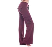 Genérico Cargo Yoga Pants Women Soft Wide Leg Plus Size Lounge Sports Trousers with 4 Pockets Cargos Y2k High Waisted Sweatpants (Wine,S)