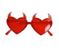 Genérico Carnavales Fiesta Rhinestone Marco Gafas De Adulto Anti-UV Verano Camping Viajes Cuerno Gafas Corazón Color Rojo