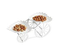 Genérico Carriage Shaped Double Layer Fruit Plate - 36cm PP Candy Cake Display Stand | Wedding Dessert Tray Hollow Round Square Heart Party Living Room Snack Organizer Holder Stand