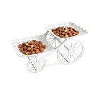 Genérico Carriage Shaped Double Layer Fruit Plate - 36cm PP Candy Cake Display Stand | Wedding Dessert Tray Hollow Round Square Heart Party Living Room Snack Organizer Holder Stand