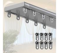 Genérico Carril de Cortina de Techo Barra de Cortina de Aleación de Aluminio con Ruedas silenciosas 1.4m 1.8m 2.2m 2.5m 3.0m 3.7m 4.1m 4.3m 4.7m para Ventanal Oficina Balcón Tabique(Gris,2.6m(8.5ft))