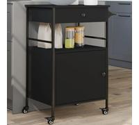 Genérico Carrito de Cocina de Madera de ingeniería Negro 56x43x89,5 cm,Mobiliario,Carros e Islas,Carros de Cocina y comedor-842391