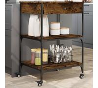 Genérico Carrito de Cocina Madera ingeniería Roble Ahumado 60x48x89,5 cm,Mobiliario,Carros e Islas,Carros de Cocina y comedor-842373