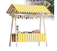 Genérico Carrito de Comida portátil y Plegable de Madera con toldo: Puesto Ligero para Exteriores para mercados agrícolas y ferias de artesanía. Fácil de Instalar y no Requiere Ruedas.