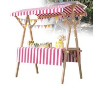 Genérico Carrito de Comida portátil y Plegable de Madera con toldo: Puesto Ligero para Exteriores para mercados agrícolas y ferias de artesanía. Fácil de Instalar y no Requiere Ruedas.