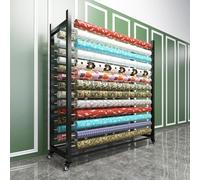 Genérico Carrito de Vinilo móvil - Almacenamiento de Rollos de Tela Ajustable con Ruedas, Organizador de Barra para Colgar Vinilo, Cuero, láminas para Ventanas y Papel Tapiz - Gran Capacidad, fácil d