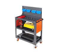 Genérico Carro de Herramientas de reparación de 3 Niveles con Tablero Perforado, Organizador de Almacenamiento Pesado, Asas ergonómicas, for Garaje, Taller, almacén, Taller de reparación(68x35x104cm)