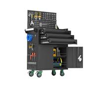Genérico Carro de Herramientas for maquinaria reparación Alta Resistencia, Armario Trabajo rodante con Tablero Perforado con cajones,for talleres de Garaje y Taller(Black,Style 3)