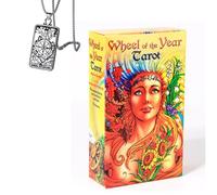 Genérico Cartas de Tarot de la Rueda del Año - Edición de Bolsillo, Papel de Cobre, Ideal para Principiantes, Incluye Tarjetas Y Collar