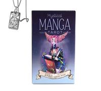 Genérico Cartas de Tarot de Manga Mística - Mazo de Bolsillo para Principiantes con Collar - Diseño caprichoso, fácil de Usar