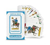 Generico Cartas sicilianas 100 % plastificadas - Baraja de 40 cartas de juego profesionales, impermeables, resistentes y lavables, ideales para escoba, escoba, briscola, trespasette y as pigliatutto