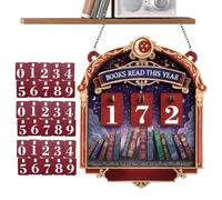 Generico Cartel contador de libros - Ornamento de madera para estantería | Cartel para exposición de libros con 30 placas numeradas - para estudio, oficina, biblioteca, estantería, esquina, casa
