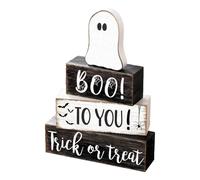 Generico Cartel de mesa fantasma de Halloween | Wooden Ghost Tiered Tray Decor for Halloween | Rustic Indoor Party Favors Holiday Decor for Fireplace Mantle Farmhouse Tabletop Display Home Shelf