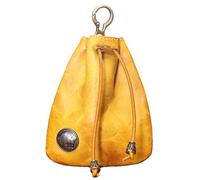 Generico Cartera de Piel de - Monedero Retro de Piel con cordón, Estuche Compacto | Elegante Mini Bolso para Monedas, Tarjetas, Monedas, práctico Organizador para Hombre y Mujer, Amarillo