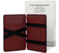 Generico Cartera mágica de piel auténtica con tarjetero y 6 bolsillos tarjetero con bloqueo RFID - Diseño italiano, hecha a mano en Egipto, burdeos, Slim, Moderno